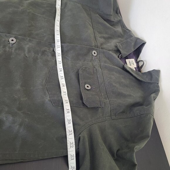 Flint And Tinder Mens XL Flannel Lined Waxed Trucker Jacket Green Workwear - Picture 5 of 9